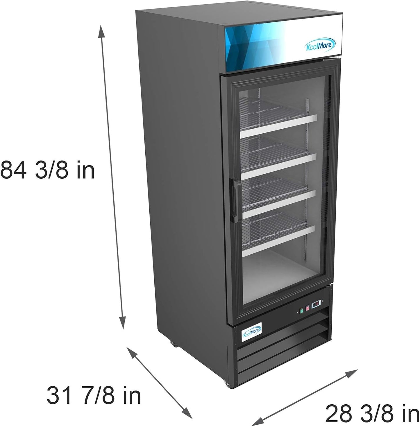 KoolMore MDR-1GD-23C Commercial Glass 1 Door Display Refrigerator Merchandiser - Upright Beverage