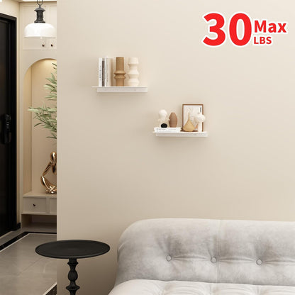 JOOM White Floating Shelves for Wall Storage, Metal Wall Shelves for Living Room, Bathroom
