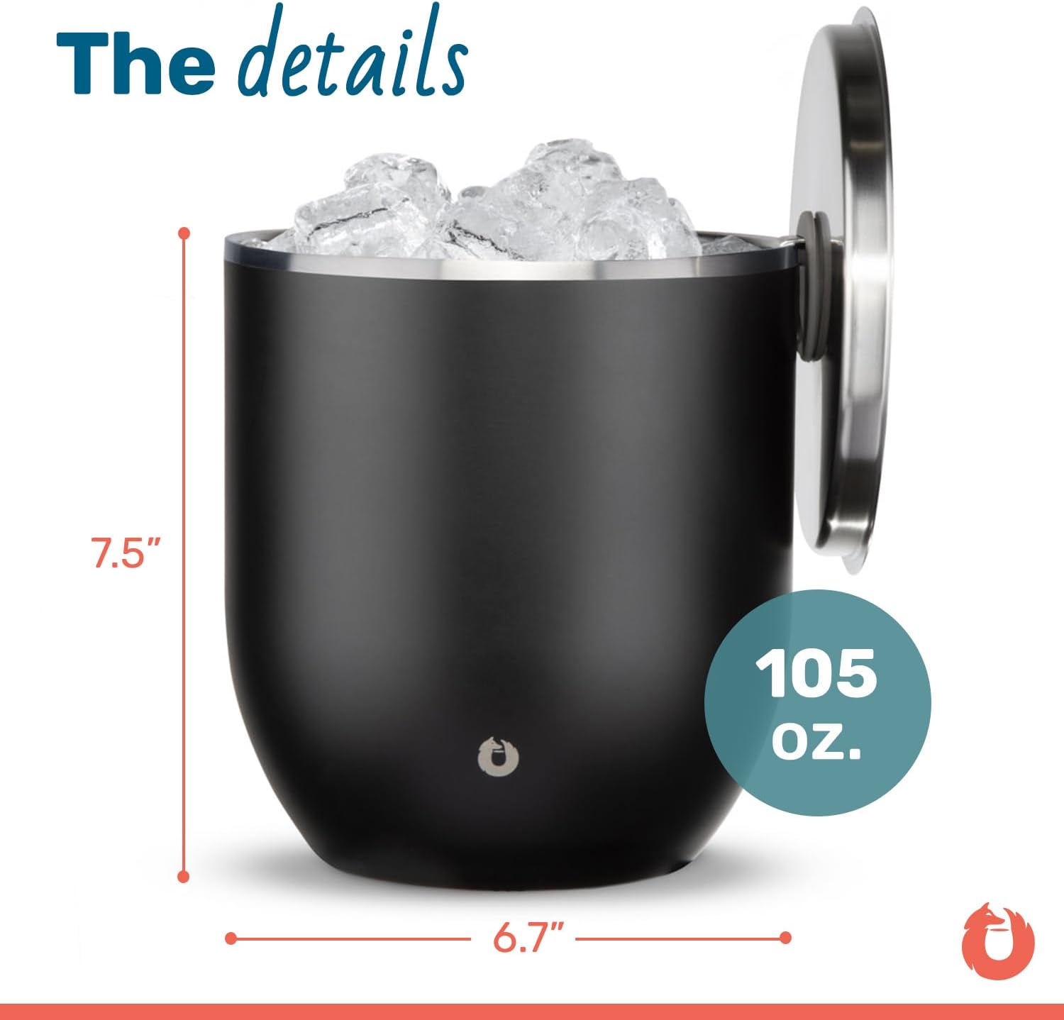 SNOWFOX Plus, Premium Vacuum Insulated Stainless Steel Ice Bucket with Lid/Scoop,Home Bar