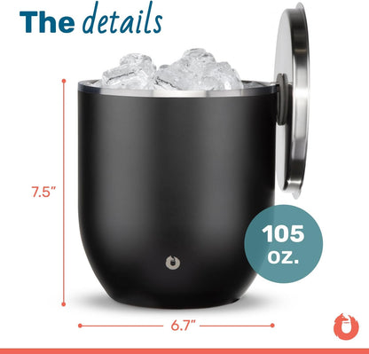 SNOWFOX Plus, Premium Vacuum Insulated Stainless Steel Ice Bucket with Lid/Scoop,Home Bar