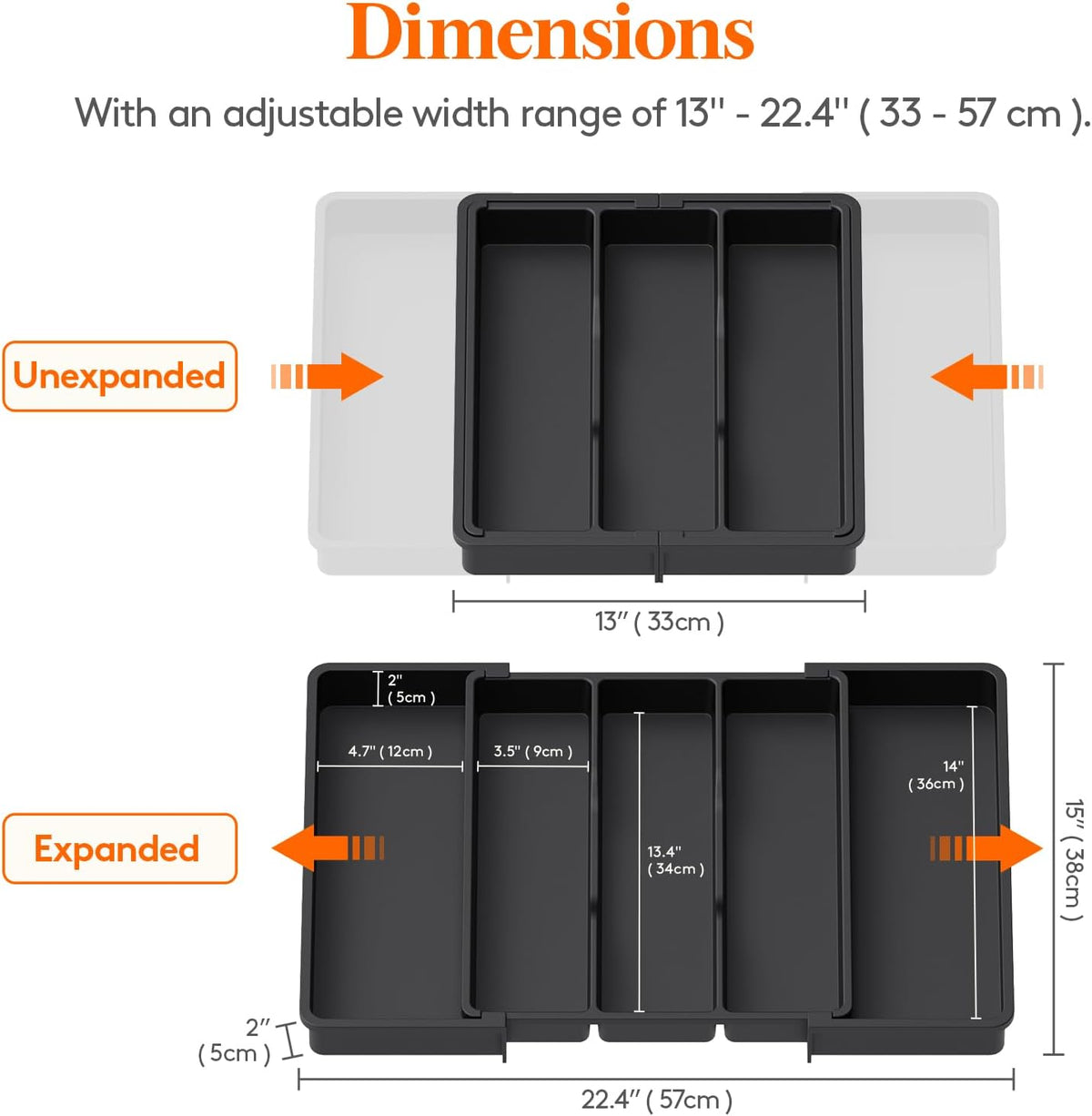 Lifewit Utensil Organizer for Kitchen Drawers, Expandable Cooking Utensil Tray, Adjustable Cutlery