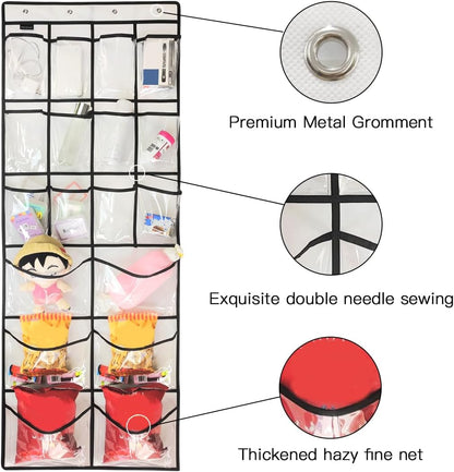 2 Pack Extra Large Hanging Crystal Clear Over Door Shoe Organizers, Closet Shoe Rack Organizer