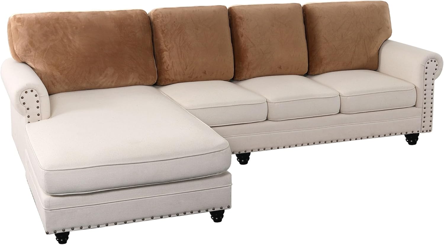 PrinceDeco Velvet Cushion Covers for Sectional Couch, Camel