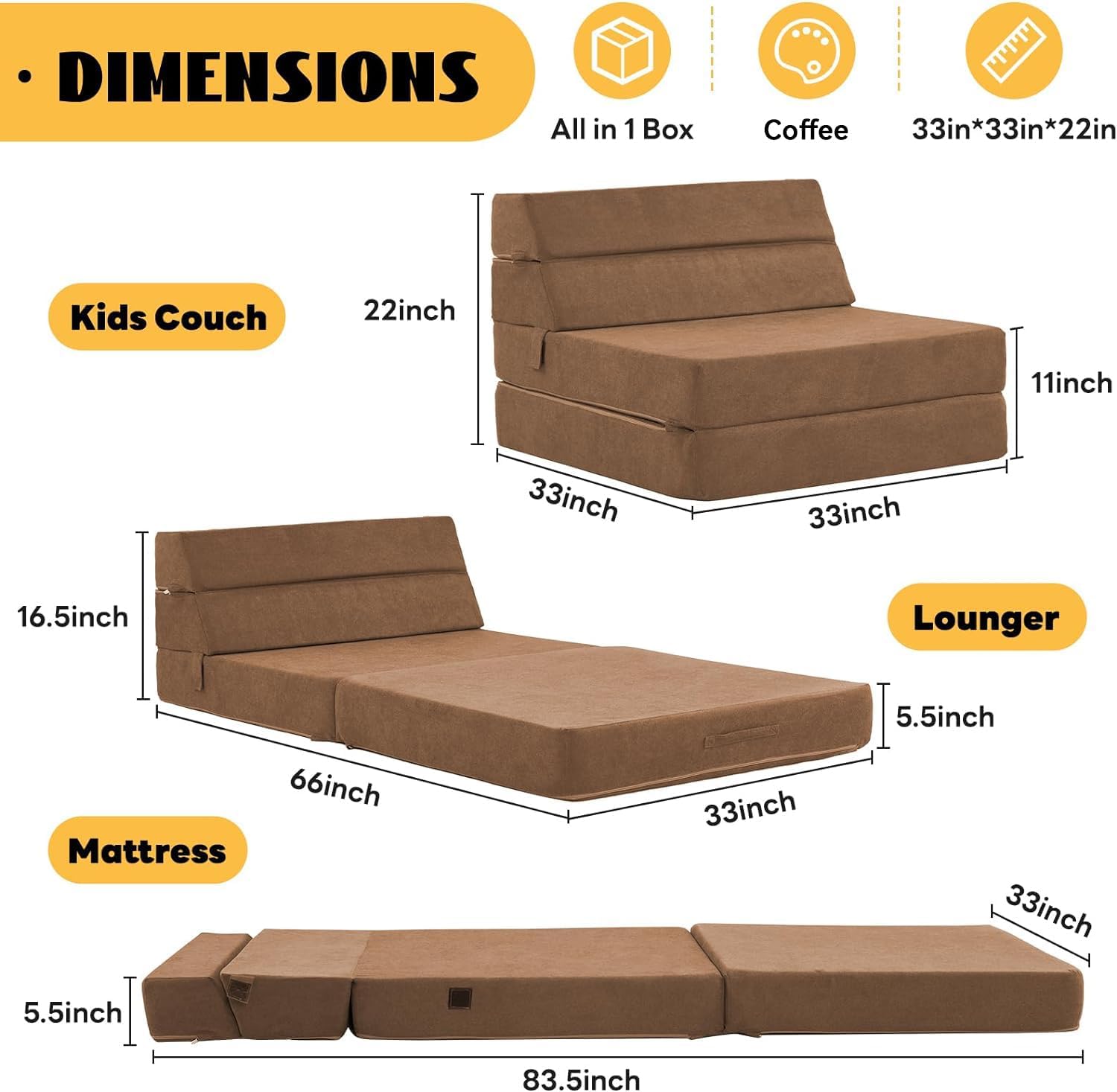 jela Foldable Sofa Bed Large Soft Foam Convertible Sleeper Chair Luxury Miss Fabric Fold Out Chair