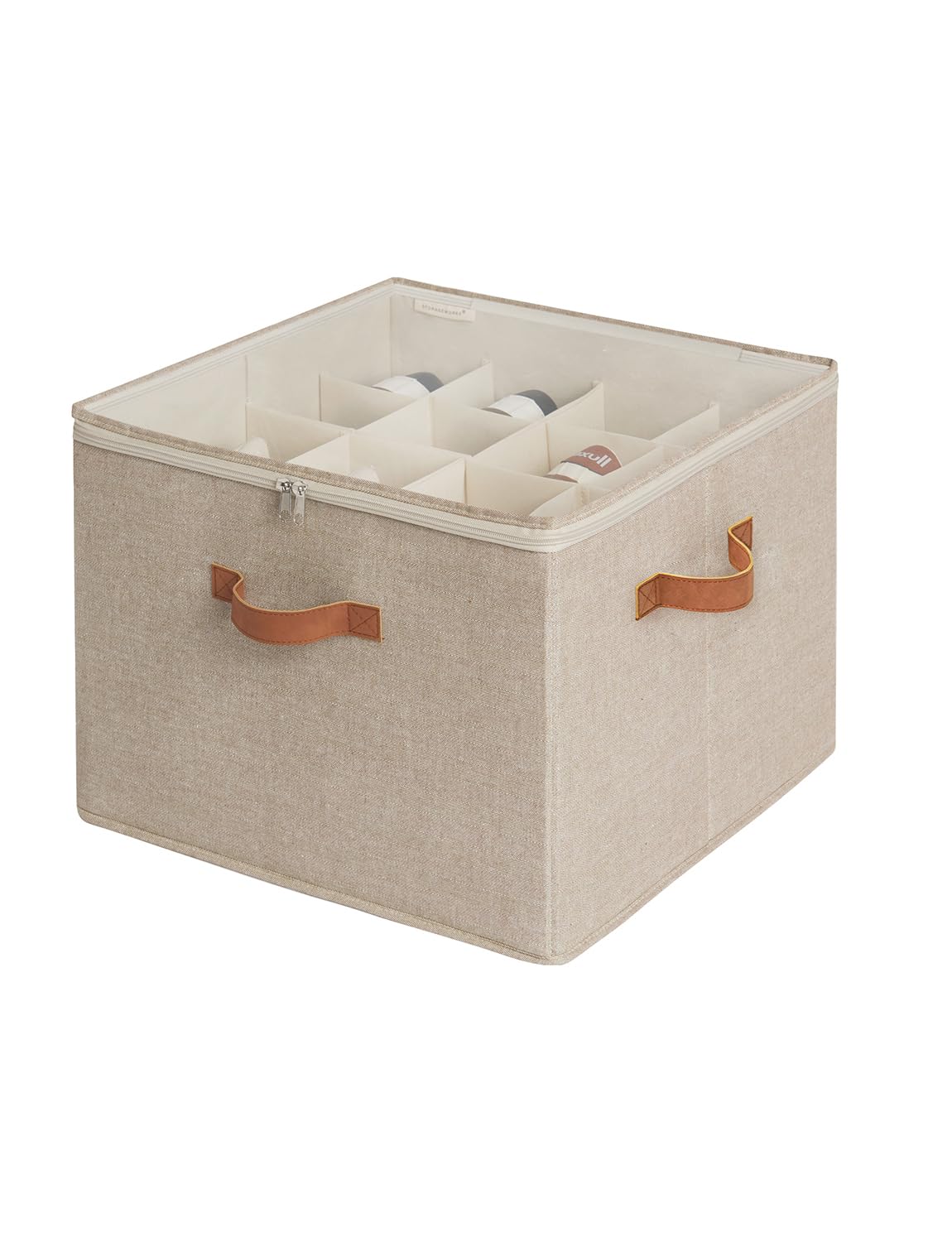 StorageWorks 16-Pair Closet Shoe Organizer with Adjustable Dividers, Taupe