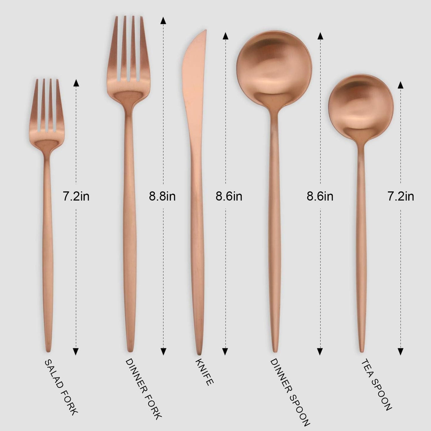 Matte Rosegold Silverware Set, Vanys 20 Piece Stainless Steel Cutlery Flatware Set, Kitchen Utensil