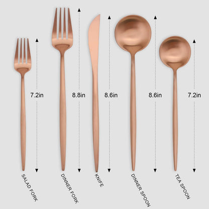 Matte Rosegold Silverware Set, Vanys 20 Piece Stainless Steel Cutlery Flatware Set, Kitchen Utensil
