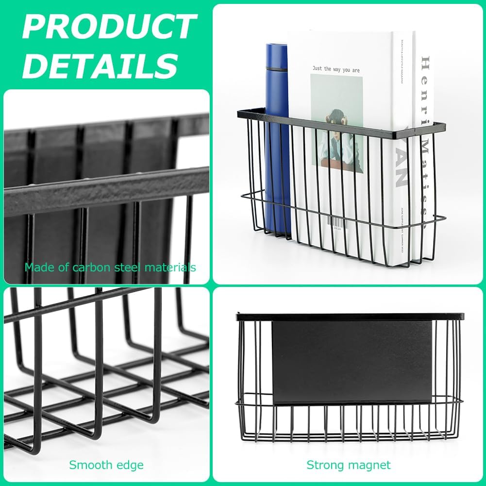 Magnetic Storage Basket Organizer for Fridge & Kitchen, 11lb Capacity Essentials Holder, No Tools