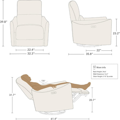 CHITA Power Recliner Chair Swivel Glider, FSC Certified Fabric Living Room Nursery Reclining Sofa