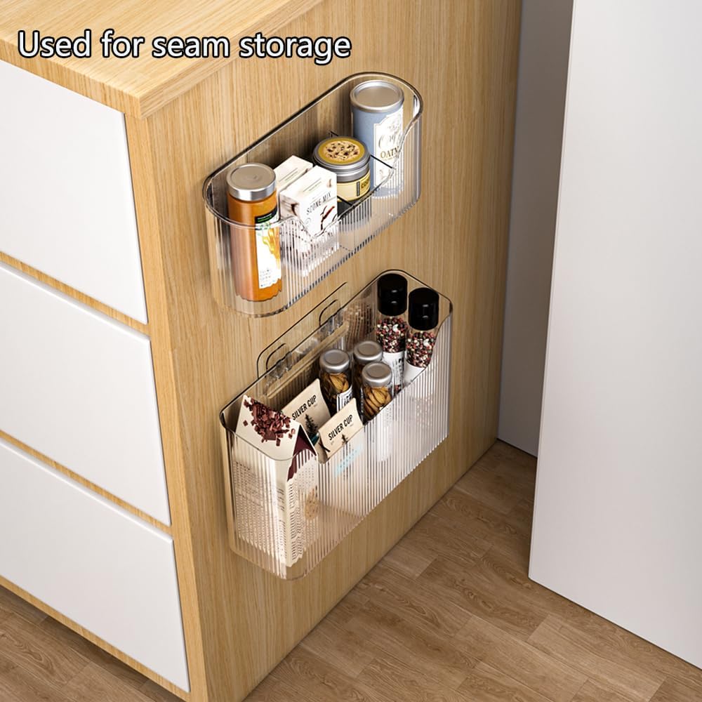 2 Piece Cabinet Door Organizer,Self Adhesive Kitchen Cabinet Organizer,Cabinet Door Storage Box for