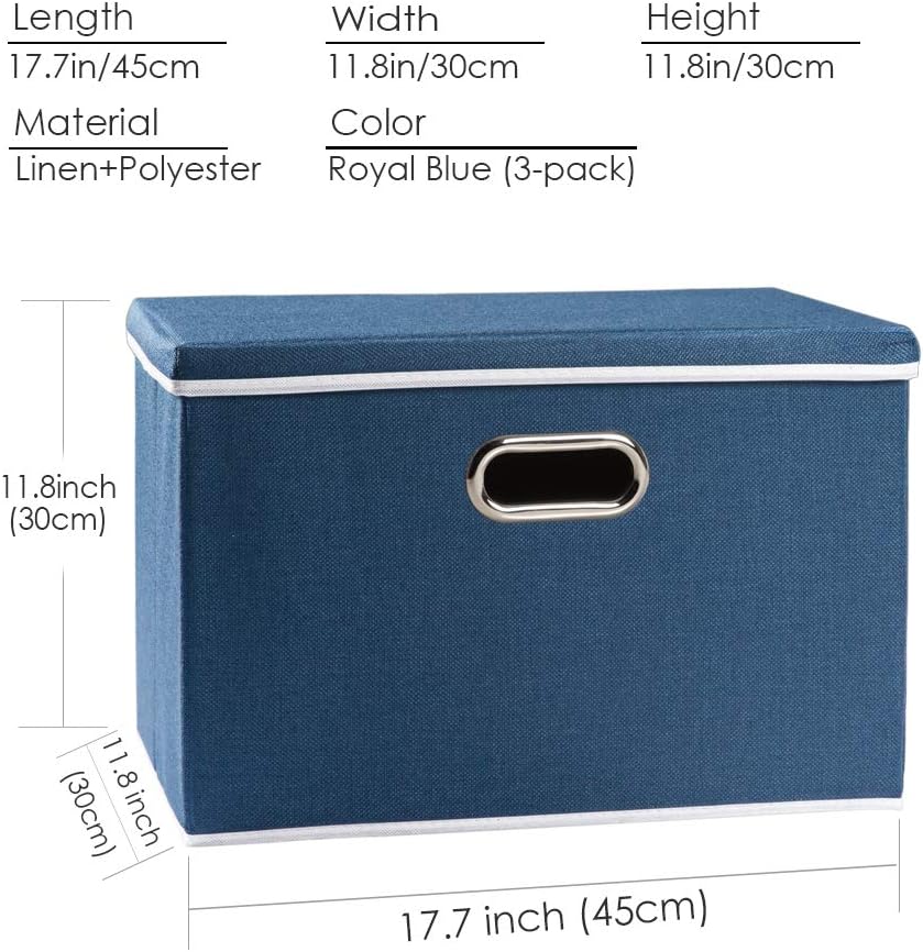PRANDOM Large Collapsible Storage Bins with Lids [3-Pack] Fabric Foldable Storage Boxes Organizer