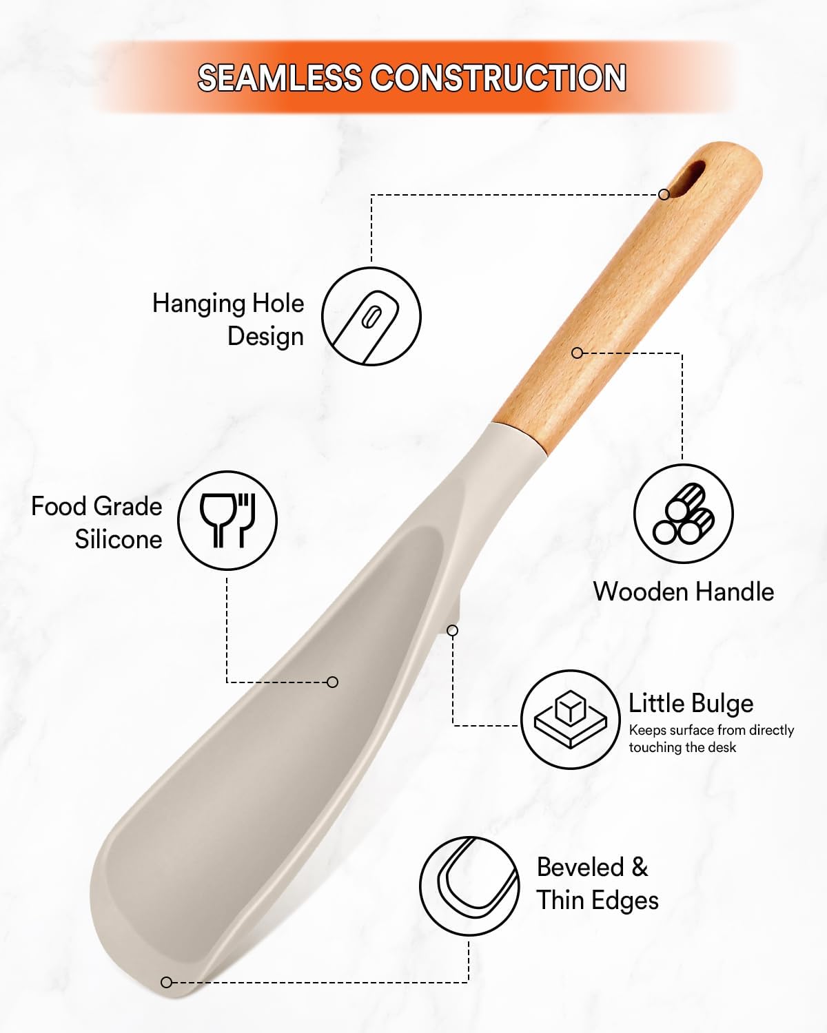 Cooking Spoon for Nonstick Cookwares, Great for Cooking and Serving Sturdy BPA-Free Matte Silicone