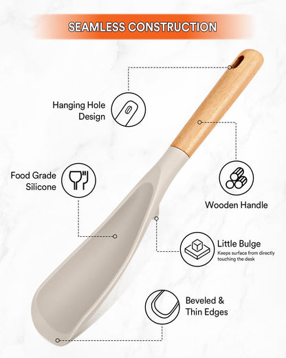 Cooking Spoon for Nonstick Cookwares, Great for Cooking and Serving Sturdy BPA-Free Matte Silicone