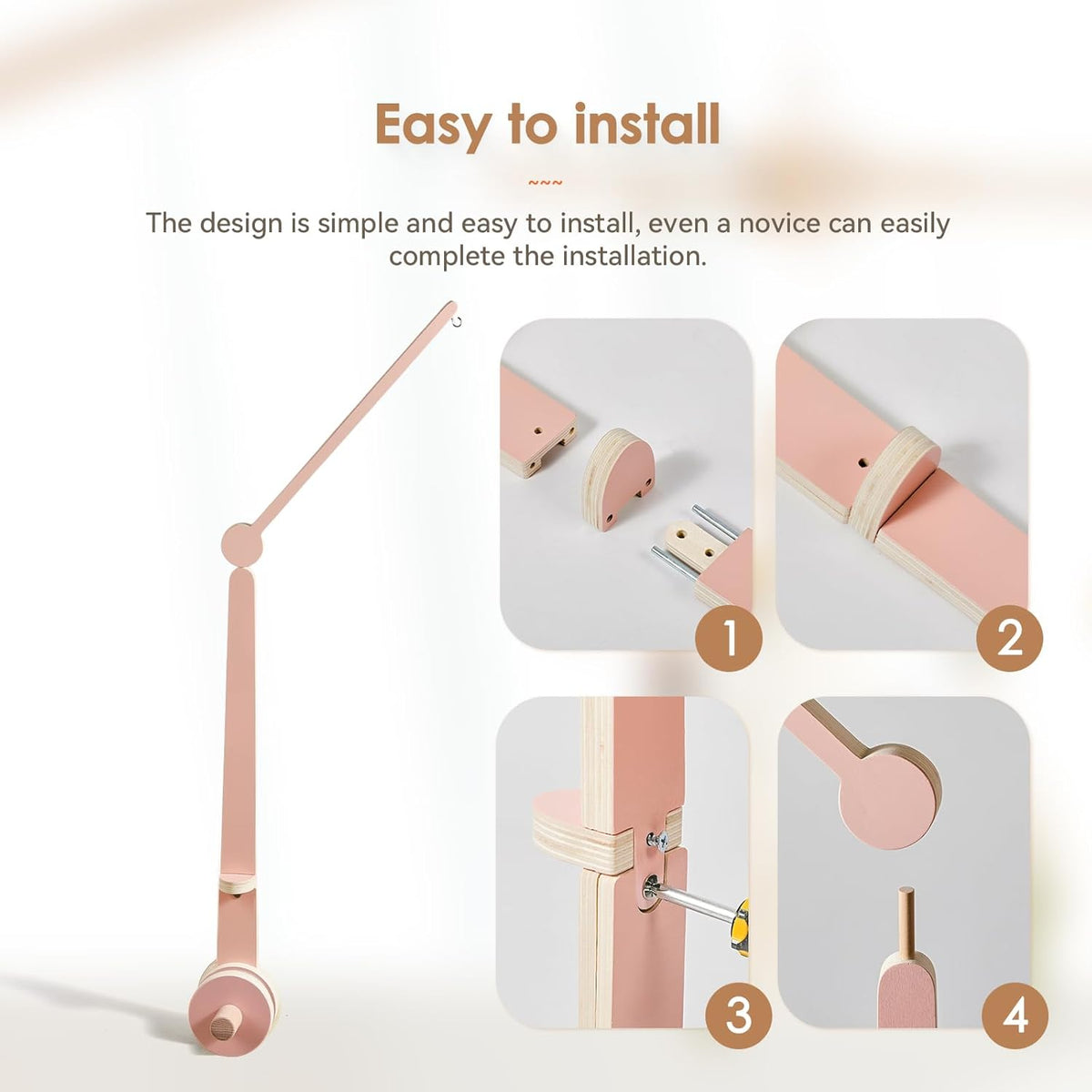 HI BABY MONMENT Crib Mobile Arm - Baby Mobile Hanger with 2-Height Settings Adjustable, Stabilizing
