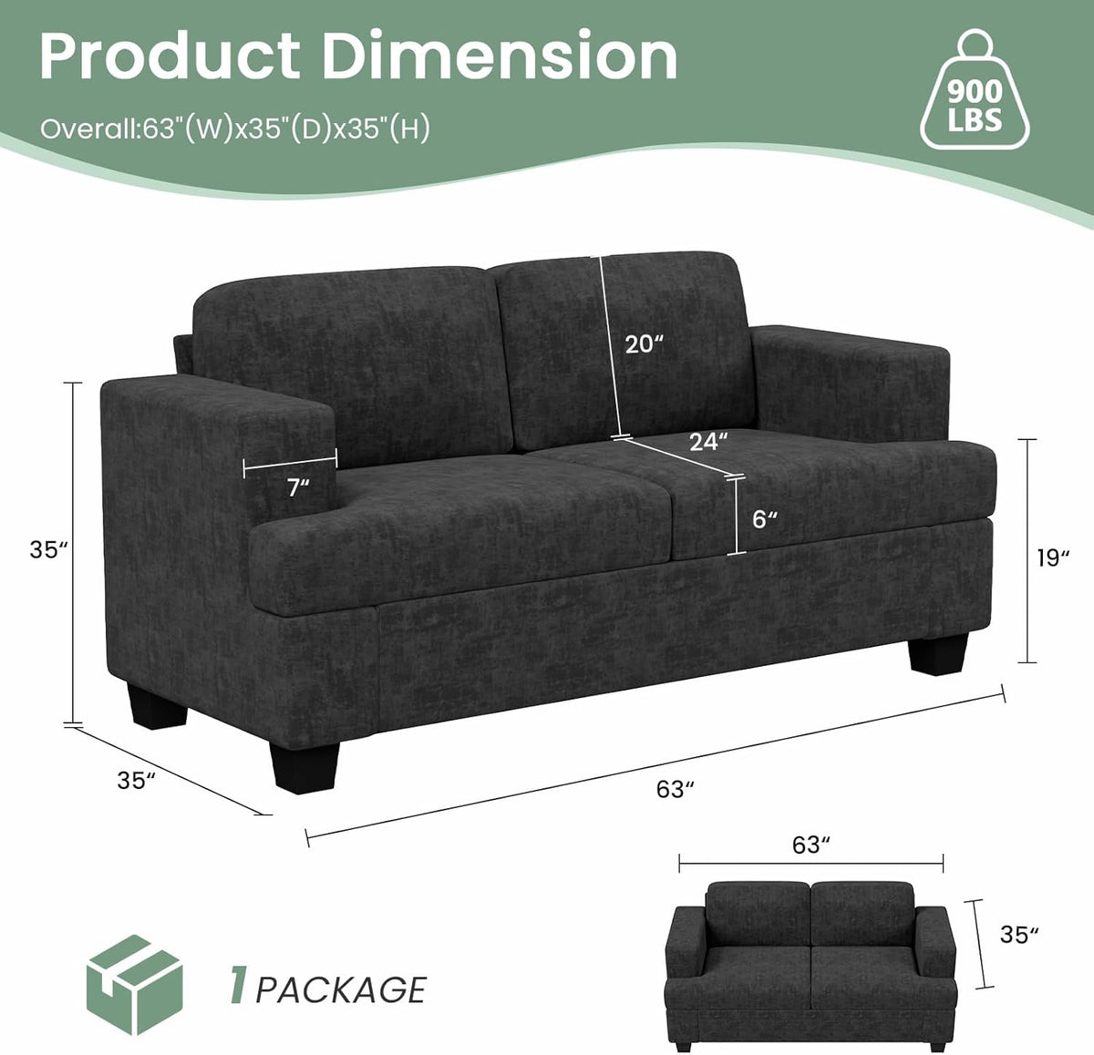 Sofa Couch, 3 Piece Set Comfy Sofa, 2 Loveseat & 3 Seater Sofa with Deep Seats for Living Room