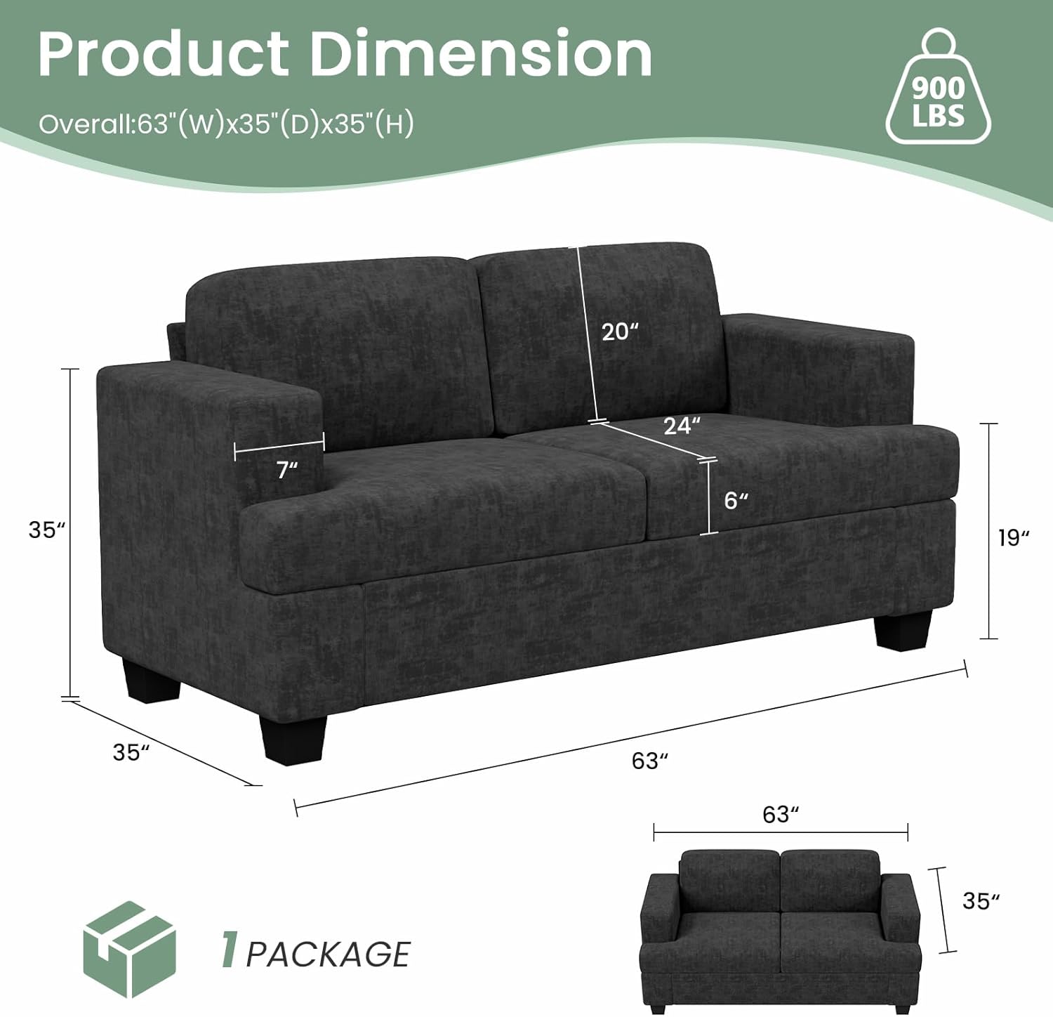 Sofa Couch, 3 Piece Set Comfy Sofa, 2 Loveseat & 3 Seater Sofa with Deep Seats for Living Room