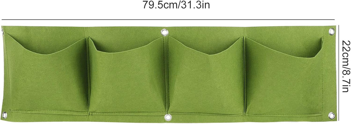 Atyhao Wall Plant Bag,4Pcs 4 Pocket Plant Grow Bag Wall Mounted Reusable Degradable Felt Garden