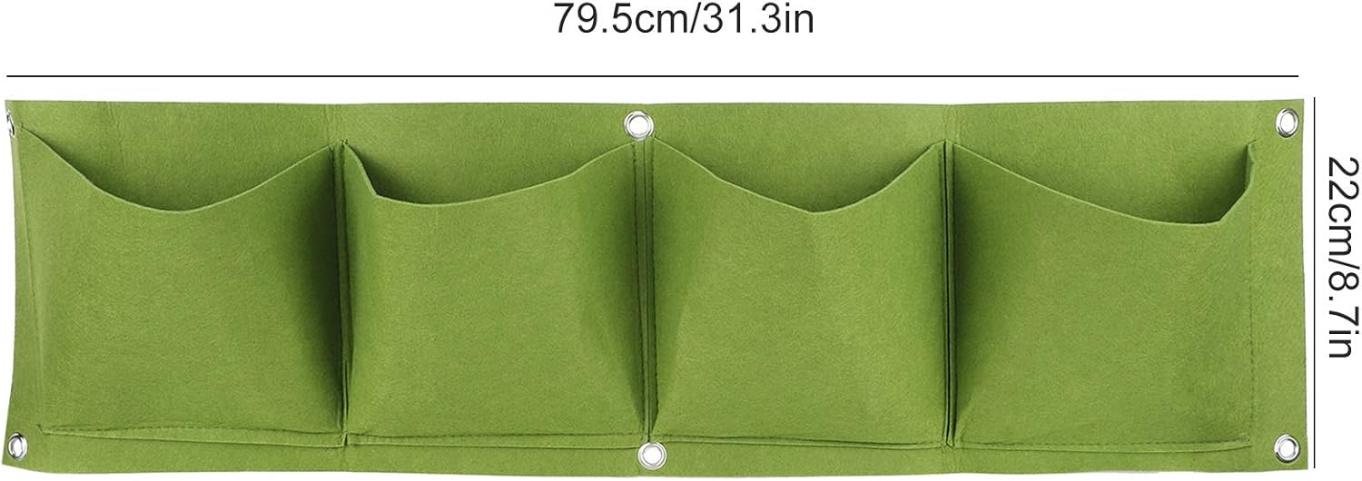 Atyhao Wall Plant Bag,4Pcs 4 Pocket Plant Grow Bag Wall Mounted Reusable Degradable Felt Garden