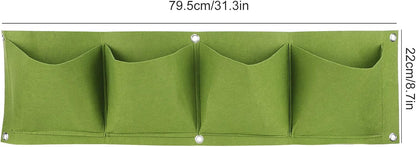 Atyhao Wall Plant Bag,4Pcs 4 Pocket Plant Grow Bag Wall Mounted Reusable Degradable Felt Garden