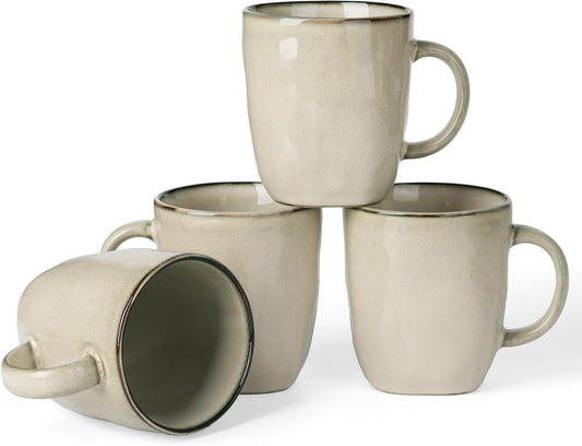famiware Coffee Mugs Set of 4, Ocean Square 13oz Coffee Cup Set with Handle for Cocoa, Milk, Hot