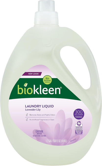 Biokleen Natural Laundry Detergent - 300 HE Loads - Liquid, Eco-Friendly, Plant-Based, No