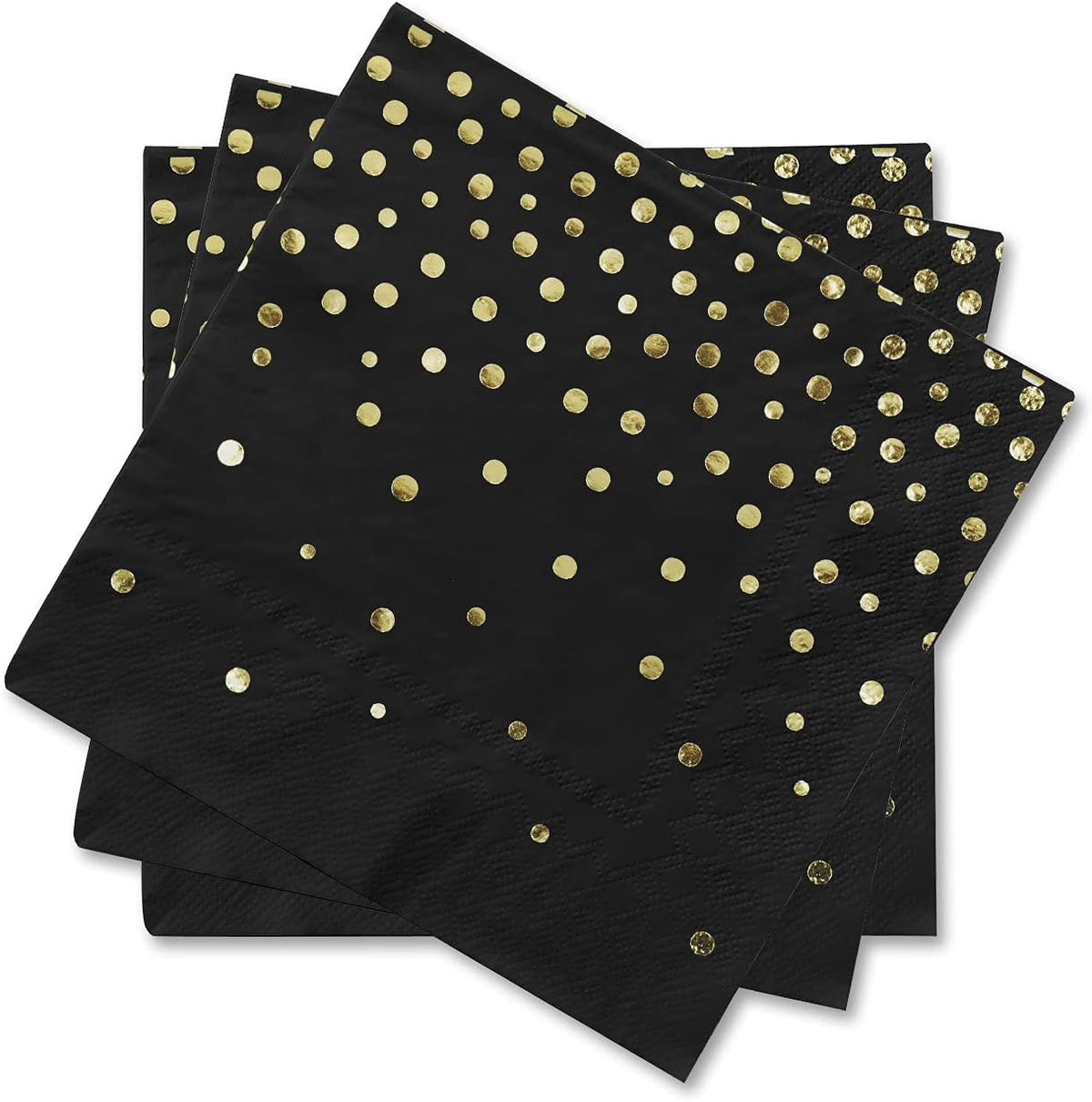 Gatherfun Black and Gold Party Supplies Disposable Napkins Gold Dot Confetti Paper Napkins for