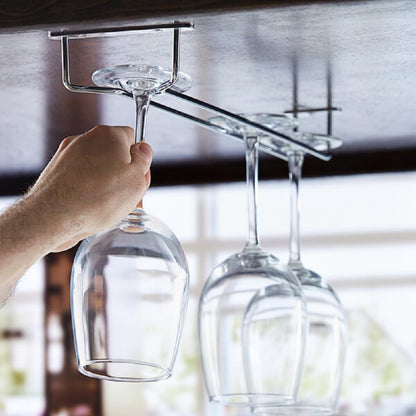 Soro Essentials- 16" Glass Hanging Stemware Rack Chrome Plated Set of 2- Wine Glass Hangers Under