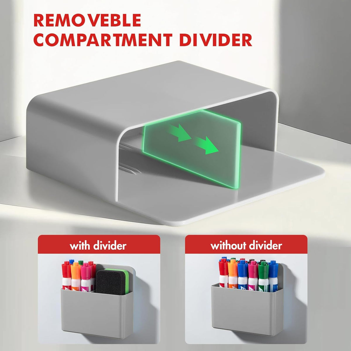 BEYGORM 2 Pack Plastics Magnetic Pen Holder for Refrigerator, Dry Erase Marker Holder for