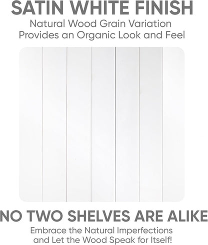 Homeforia White Floating Shelves 42 inch, High End Solid Real Wood 42inch Floating Shelf for Wall