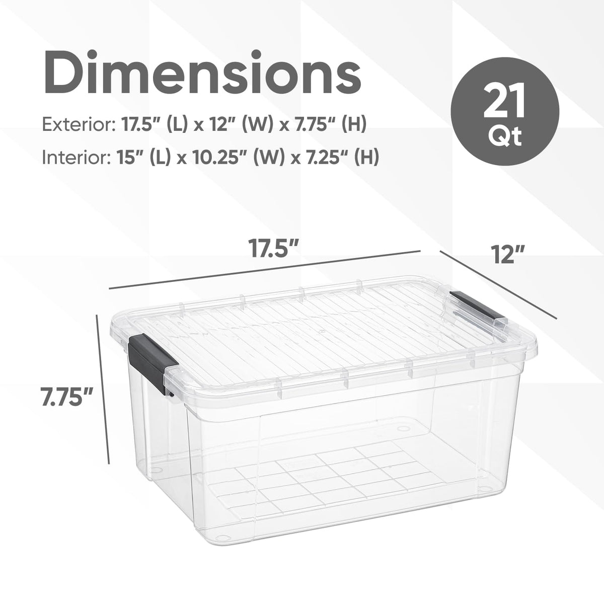 Superio Clear Storage Boxes with Lids, 20 Quart Plastic Container Bins for Organizing, Stackable