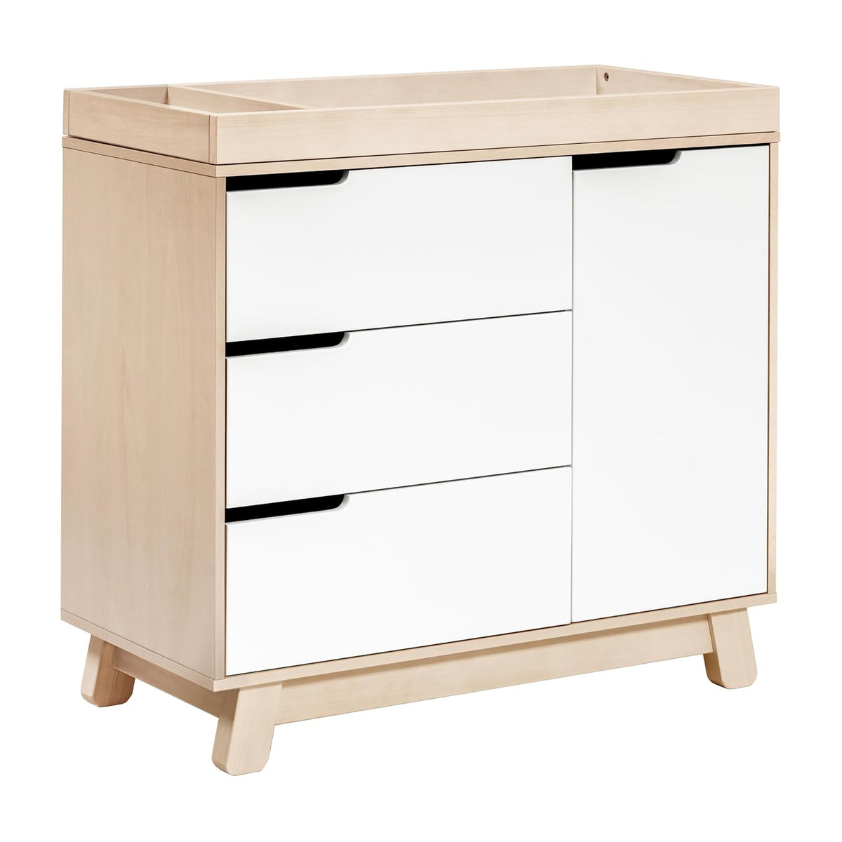 Babyletto Hudson 3-Drawer Changer Dresser with Removable Changing Tray in Washed Natural and White
