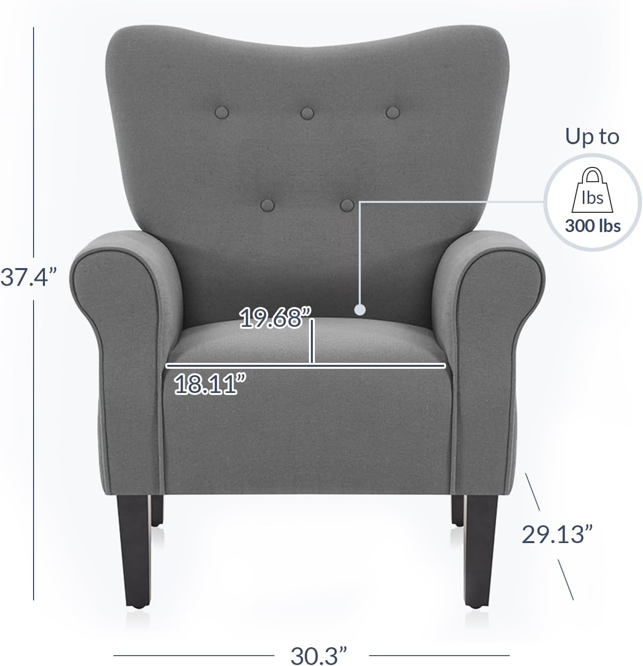 BELLEZE Modern Accent Chair, High Back Armchair, Upholstered Wingback Side Chair, Padded Single