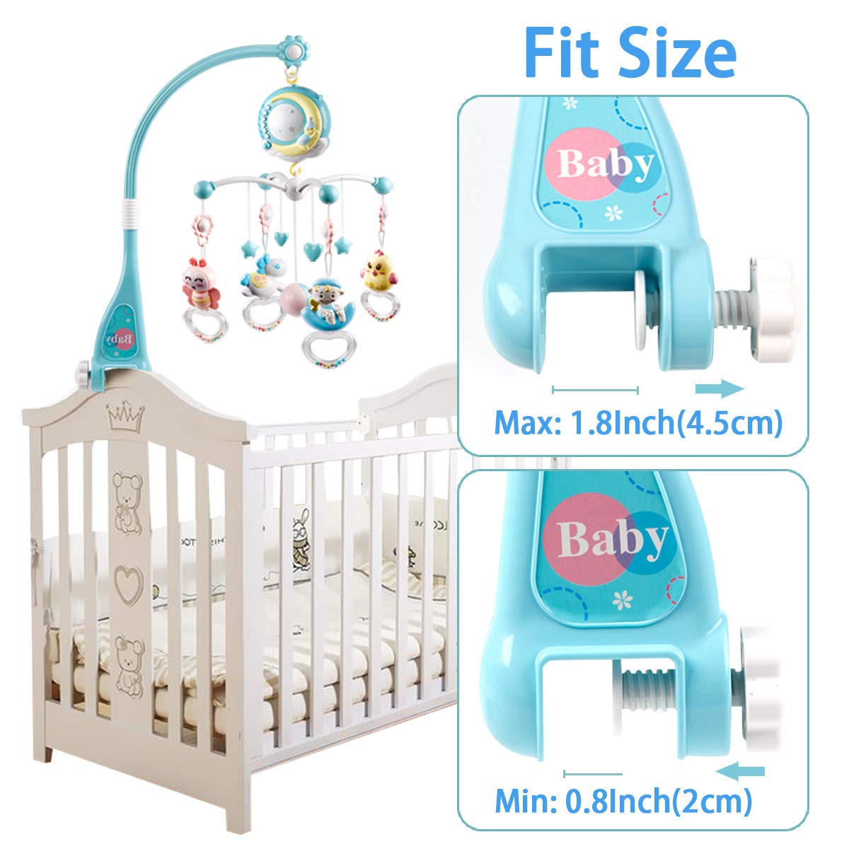 Mini Tudou Baby Musical Mobile Crib with Music and Lights, Timing Function, Projection, Take-Along