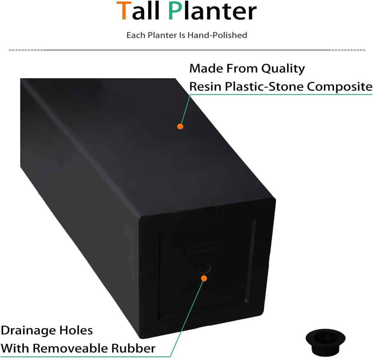 Tall Planters for Outdoor Plants, Large Resin Flower Pots for Garden, Front Porch, Patio, Indoor