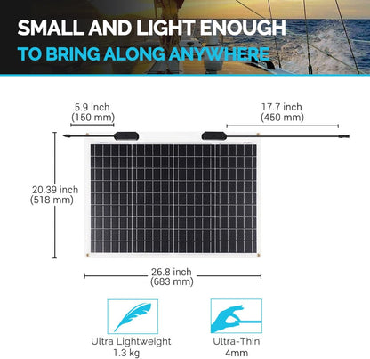 Renogy Flexible Solar Panel 50 Watt 12 Volt Monocrystalline Ultra-Flexible Bendable Mono Off-Grid