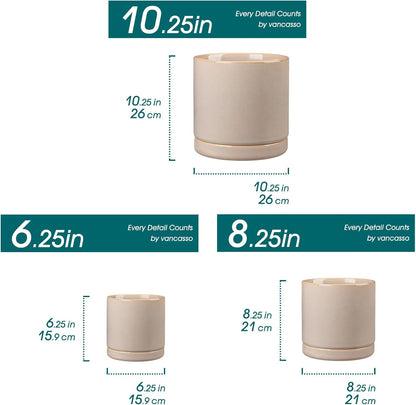 vancasso Ceramic Planters, Plant Pots for Indoor Plants, 6.25+8.25+10.25 Inch Ceramic Pots for