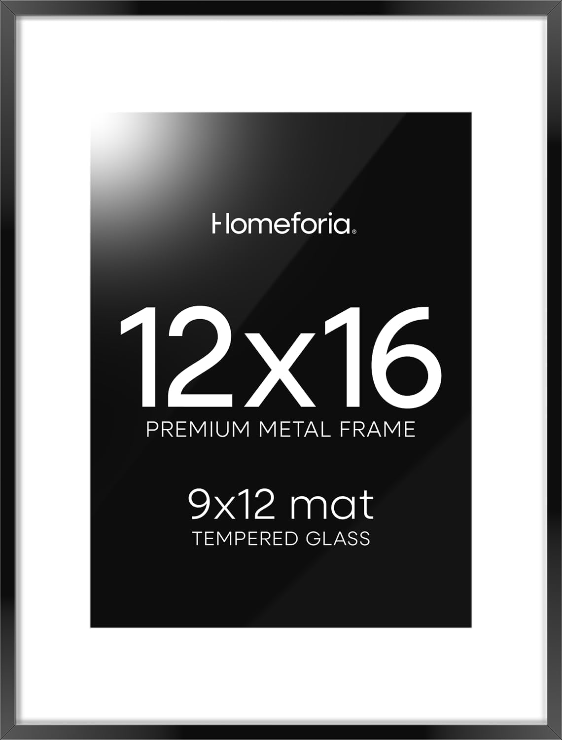 Homeforia 12x16 Picture Frame Black, High End Metal 12x16 Poster Frames with Mat 9x12 for Photo, 12