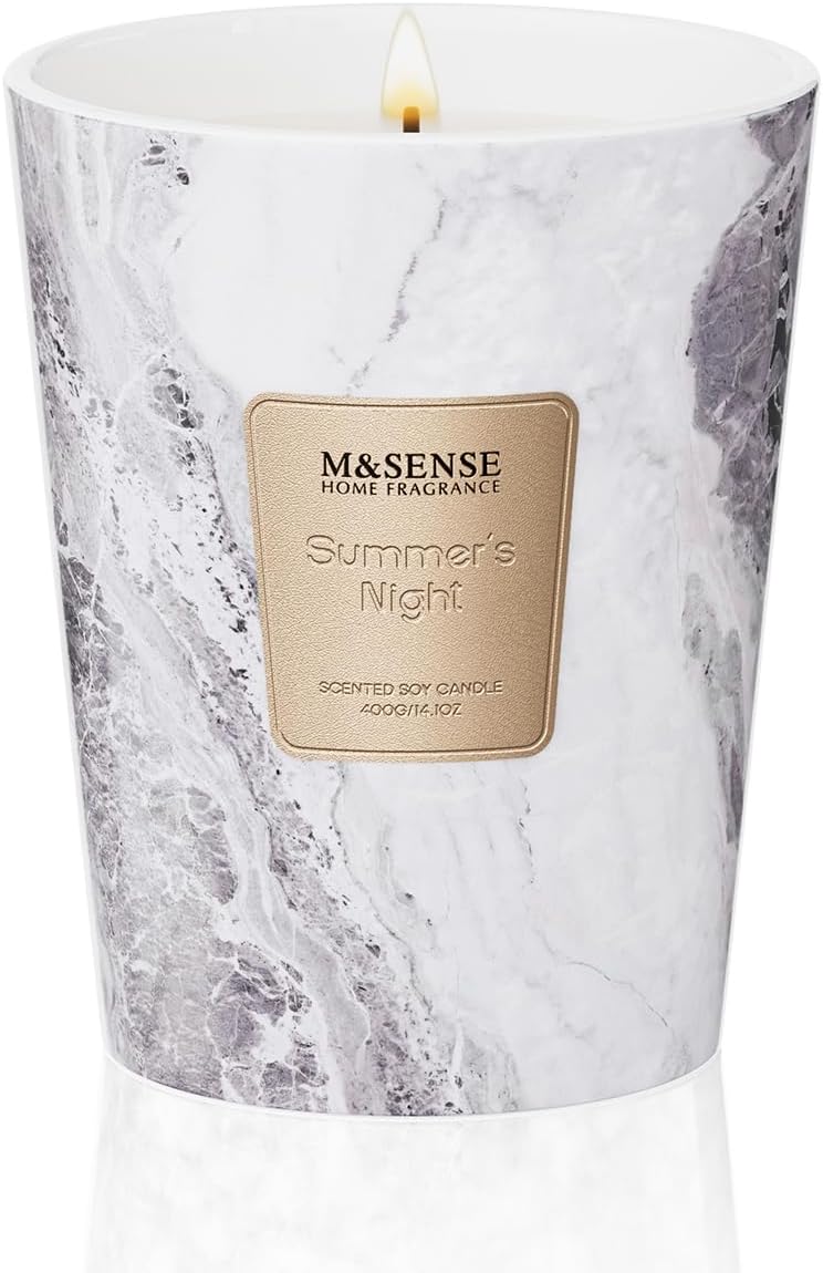 M&SENSE Summer Night Scented Candles for Home, Lead-Free Wick Highly Scented Jar Candles, 14.1 Oz