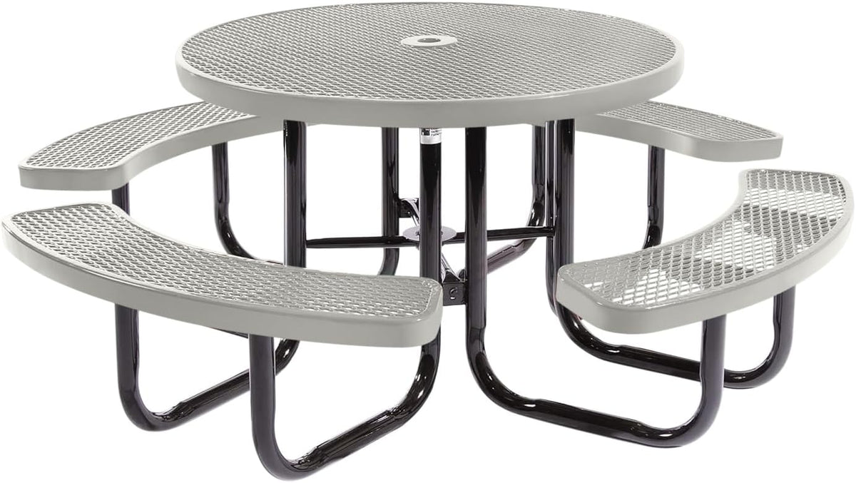 Coated Outdoor Furniture Heavy-Duty Portable Outdoor Picnic Table with Umbrella Hole, Expanded