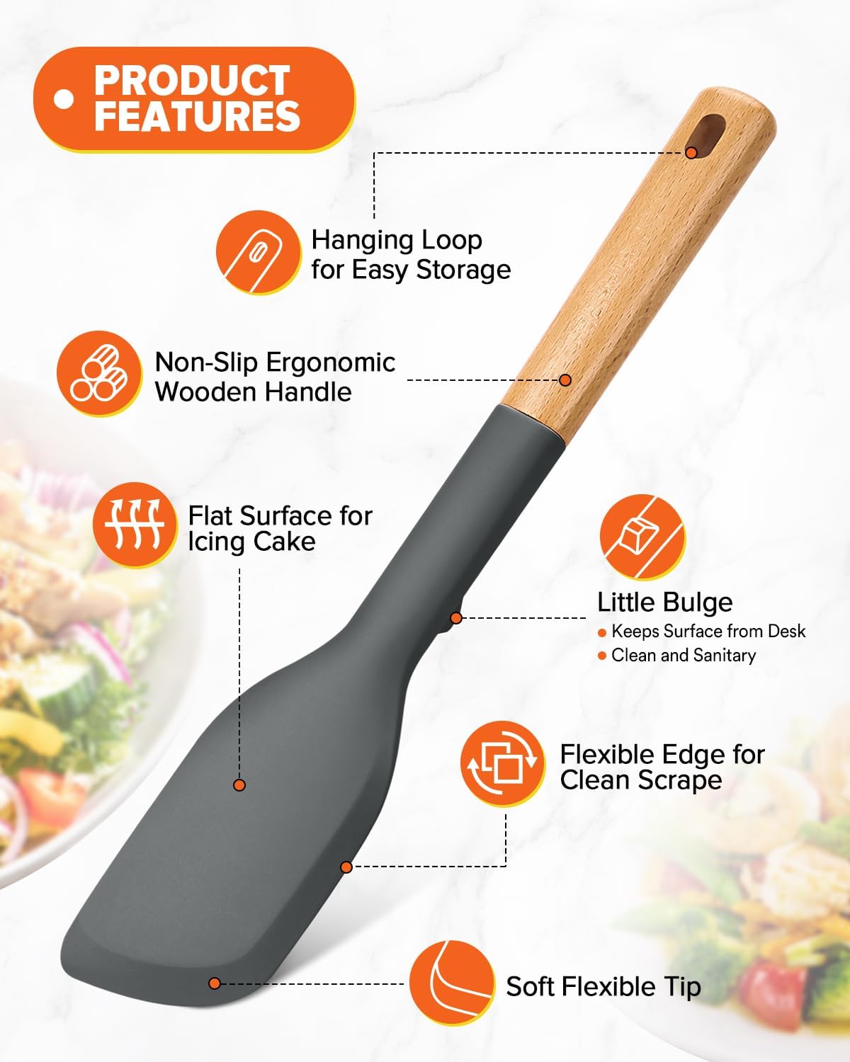 Cooking Spoon and Scraper for Nonstick Cookwares, Great for Cooking and Serving Durable BPA-Free