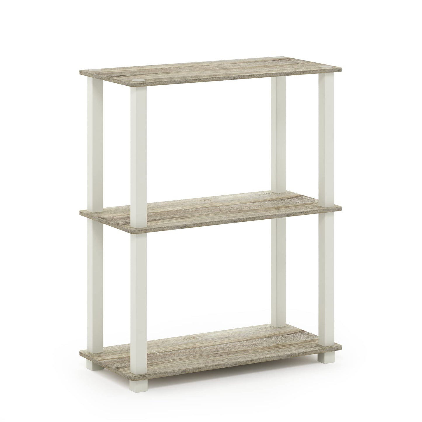 Furinno TURN-S-TUBE Storage Shelves, 3-Tier Book Shelf, Corner Shelf, Toolless Open Shelves, for