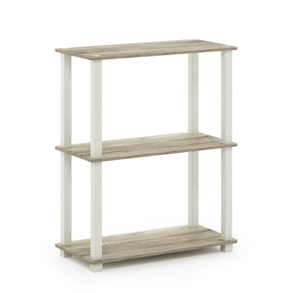 Furinno TURN-S-TUBE Storage Shelves, 3-Tier Book Shelf, Corner Shelf, Toolless Open Shelves, for