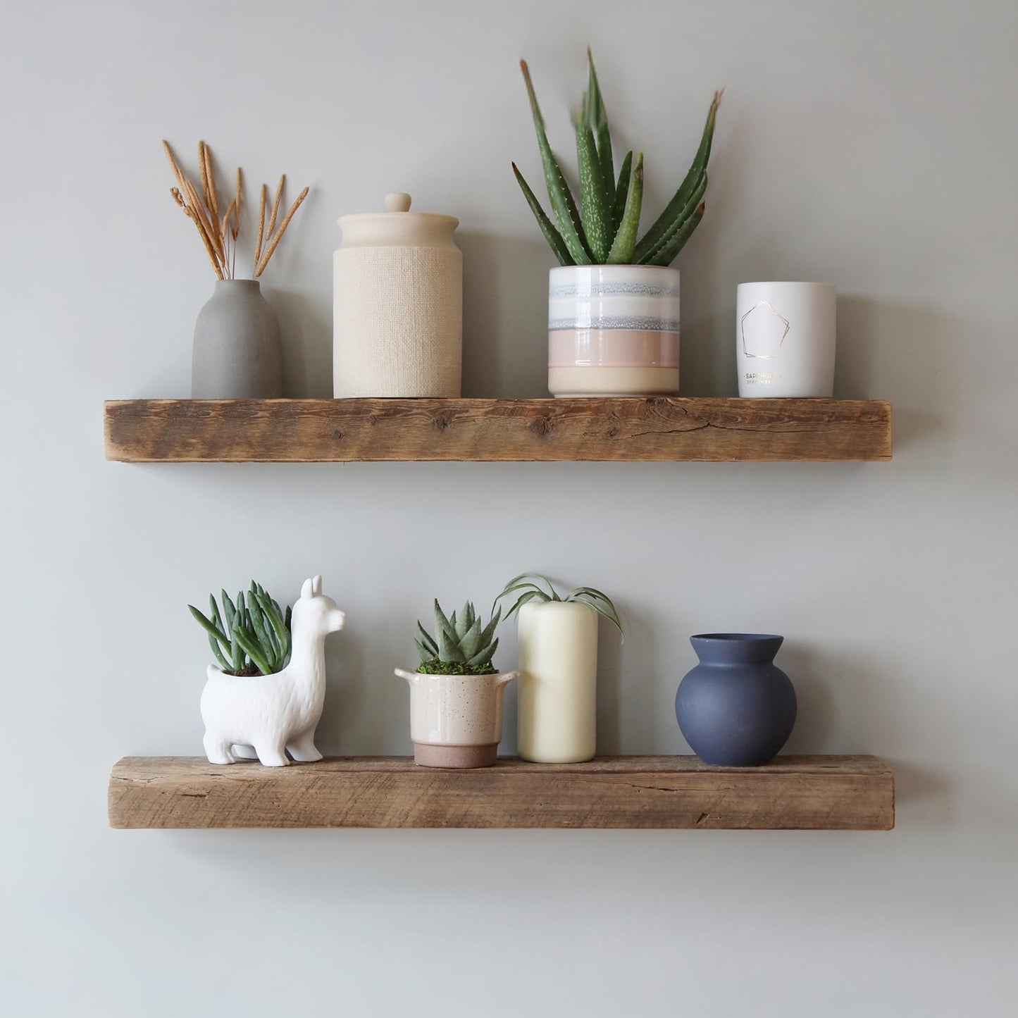 Urban Legacy Reclaimed Barnwood Planks | Floating Shelves for Wall w/Flush Mount Shelf Bracket Set