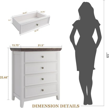 BLANKSPACE Dresser for Bedroom, 4 Drawer Dresser, Modern 4 Chest of Drawers, Farmhouse Storage