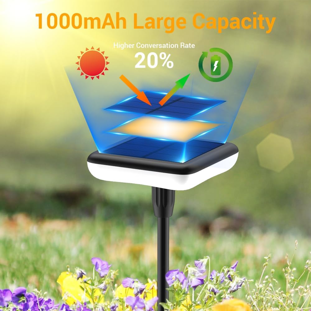 Solar Lights Outdoor Pathway 8 Pack IP65 Waterproof 31" Solar Garden Lights 2 Heights Adjustable