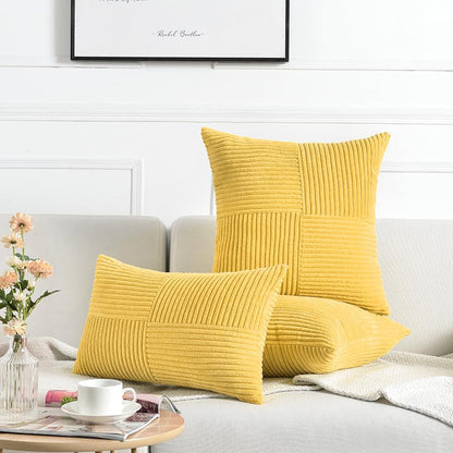 Fancy Homi 2 Packs Yellow Euro Decorative Throw Pillow Covers 26x26 Inch for Couch Bed Sofa, Rustic