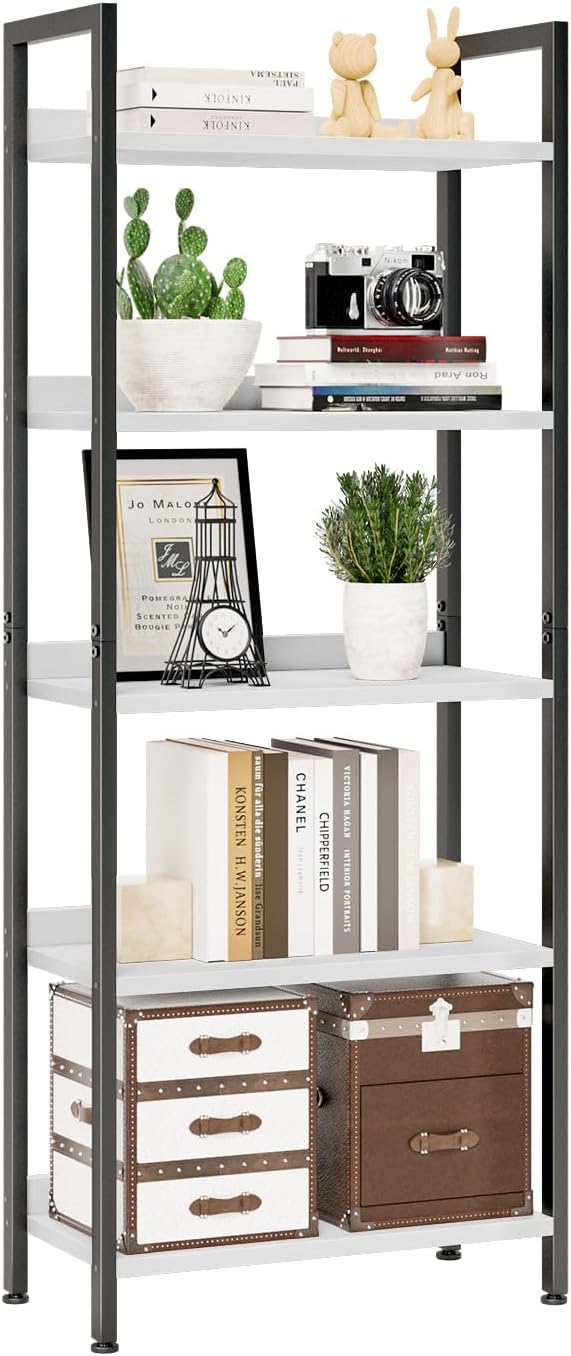 NUMENN Bookshelf, 5 Tier Bookshelves, Home Office Bookcase Shelf Storage Organizer, Free Standing