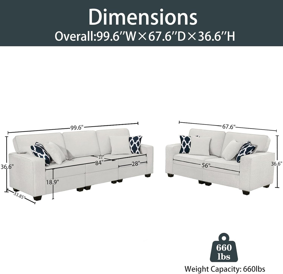 L Lengend Vansen Modular Sectional Sofa U Shaped Couch with Ottoman Modern Reversible Corner