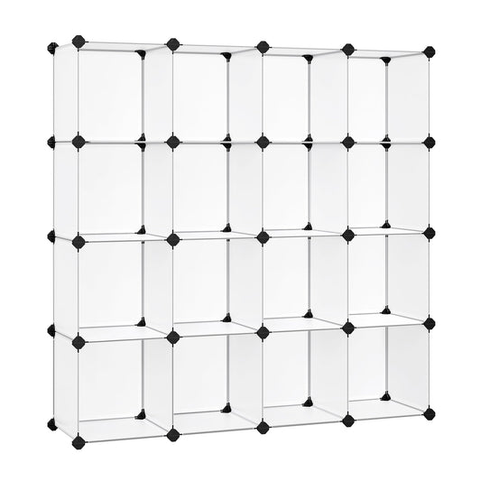 SONGMICS Cube Storage Organizer, Set of 16 Plastic Cubes, Book Shelf, Closet Organizers and