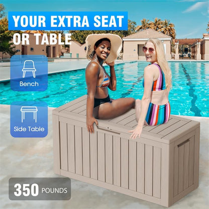 80 Gallon Outdoor Deck Box,Storage Lockable Waterproof Patio Furniture,Garden Tools,Cushions,Pool